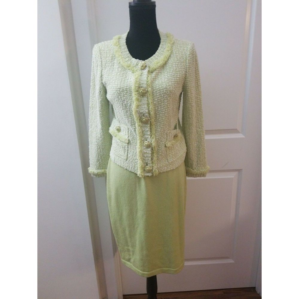 ST. JOHN Women Knit Tweed Jacket and Skirt Sz 6